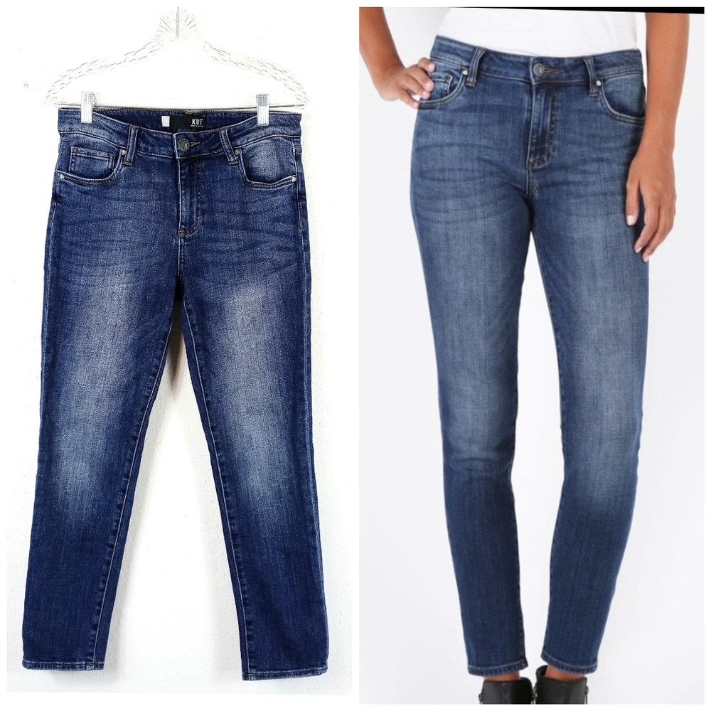 KUT From the Kloth Diana High Rise Cigarette Leg Blue Denim Jeans Size 6